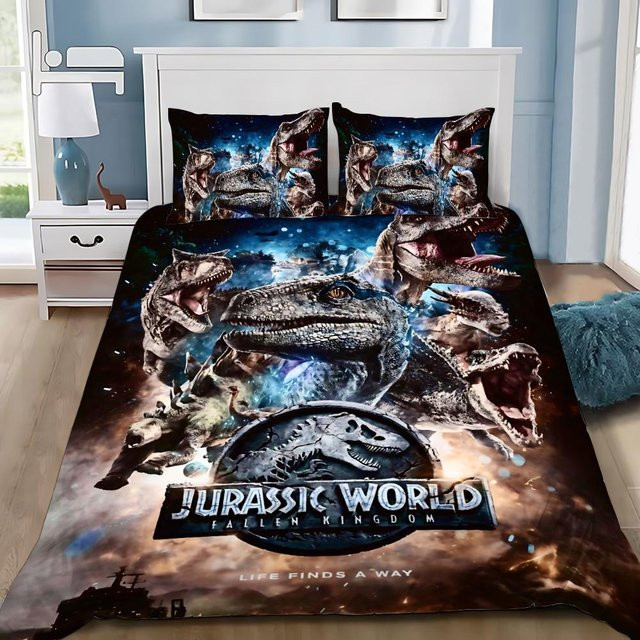 Gu Tao Dinosaurier Bettwäsche Set mit Dinosaurier Park Motiv, Mehrfarbig, B/H: 140 x 210 cm - Bild 1