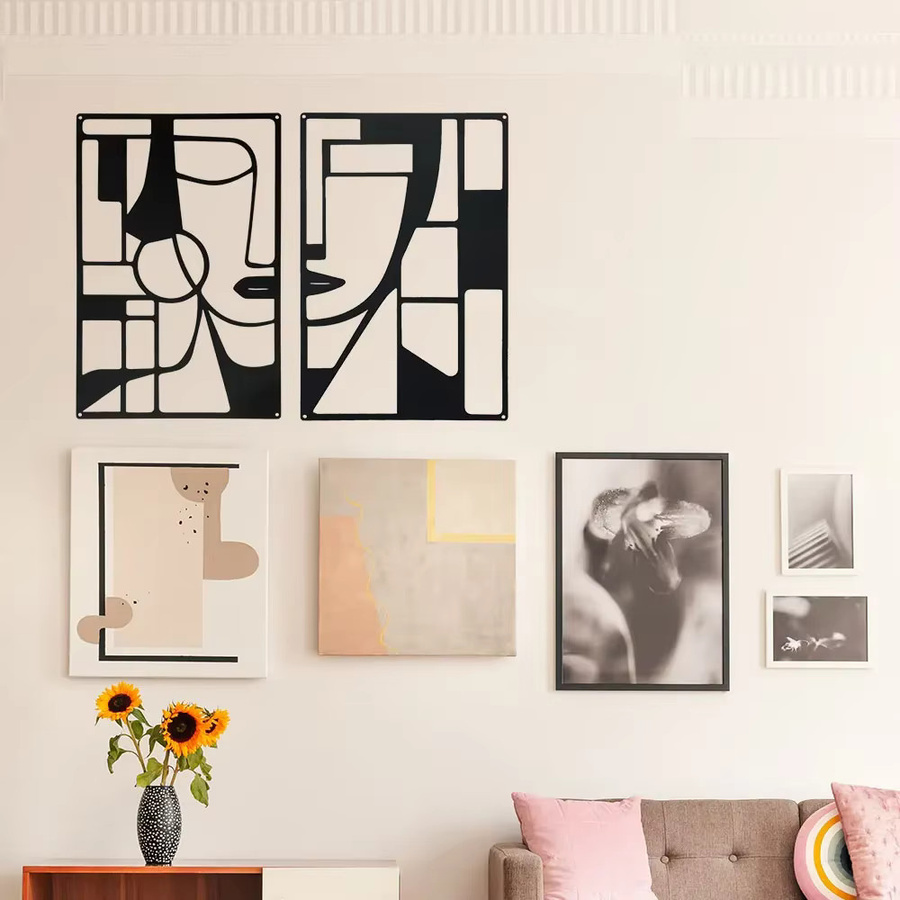 DDPNKL Abstrakte Metall-Wandkunst in Schwarz – Geometrische Wanddekoration aus Metall für ein modernes Zuhause - Bild 2