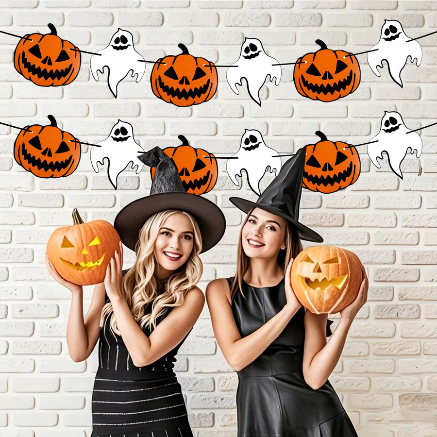 AFYPRTY Halloween Hängedekoration mit Kürbis- und Geister-Design in Orange und Multicolour aus Papier - Bild 6