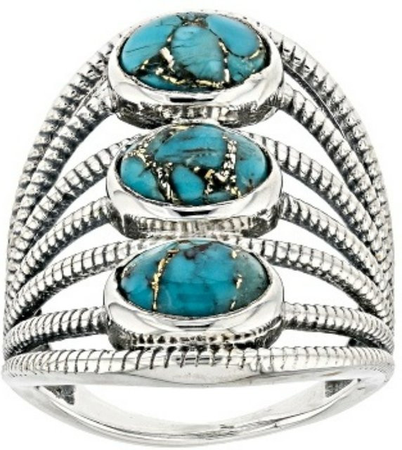 YoYo Ring, Silber, Türkis, Damen, Vintage - Bild 1