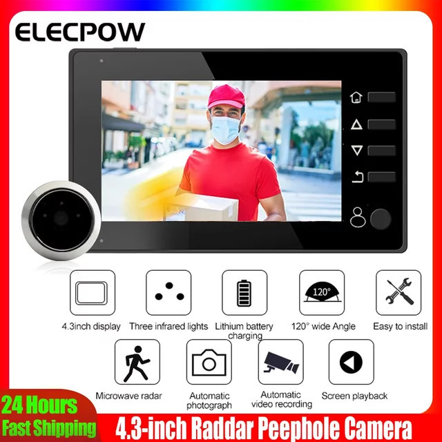 Elecpow Raddar Digitale Türspion-Kamera mit 4,3 Zoll Display, HD-Auflösung, 120° Sichtfeld und smarter PIR-Bewegungserkennung - Bild 1