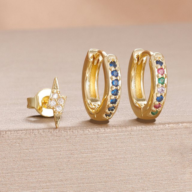 Creolen 14K Gold überzogen, Zirkonia, Damen - Bild 1