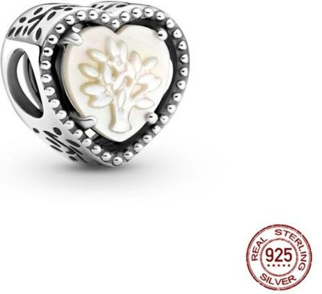 Allbestart Charms Herzförmig und Baum-Perlen, 925 Silber, Weiß, Damen - Bild 1