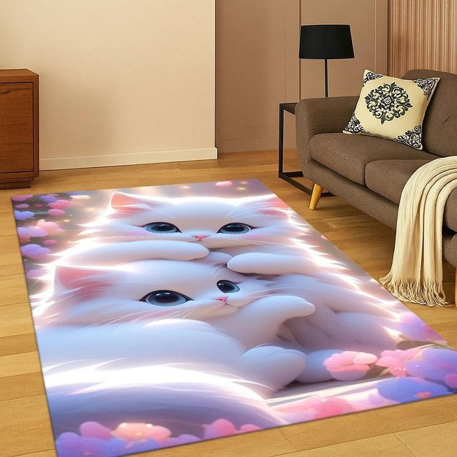 Lodestar 3D Teppich mit süßem Katzenmuster in Multicolour, B/T: 120 x 80 cm - Bild 1