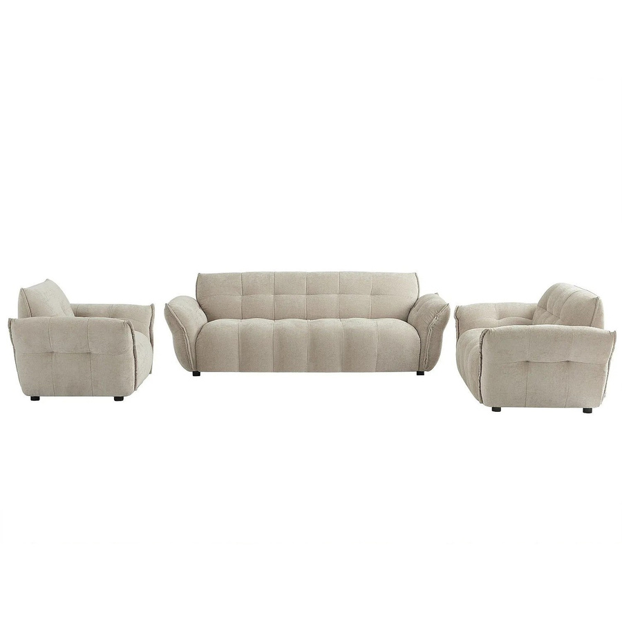 Vente-unique Couchgarnitur Napizo in Beige mit 3-Sitzer, 2-Sitzer und Sessel aus meliertem Stoff, B/T/H: 228 x 170 x 120 cm - Bild 2