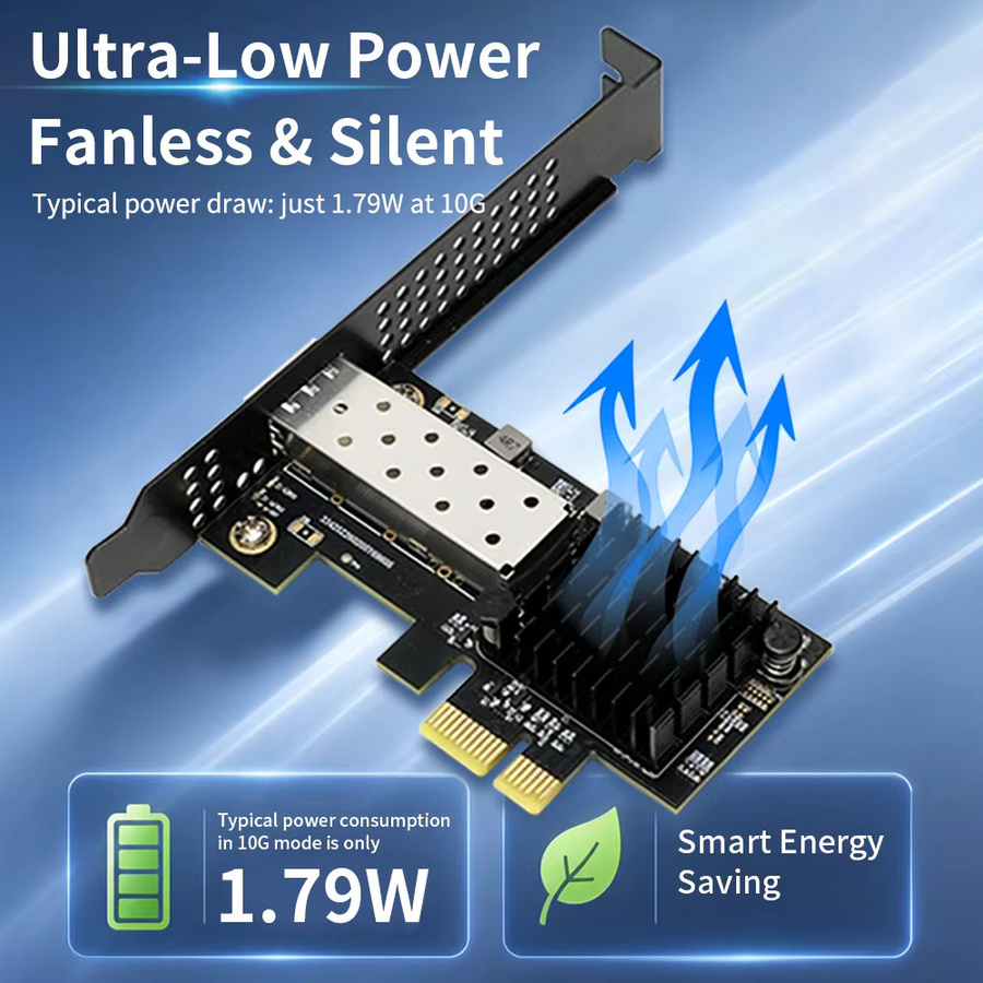 Lekuo 10G SFP+ Glasfaser-Netzwerkkarte PCIe 4.0 X1 mit RTL8127ATF Chip in Schwarz für NAS und Server - Bild 4