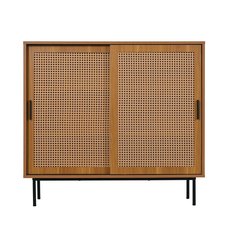 okwish Sideboard mit 2 Schiebetüren für dein Wohnzimmer in Braun, B/T/H: 100 x 37 x 90 cm - Bild 2