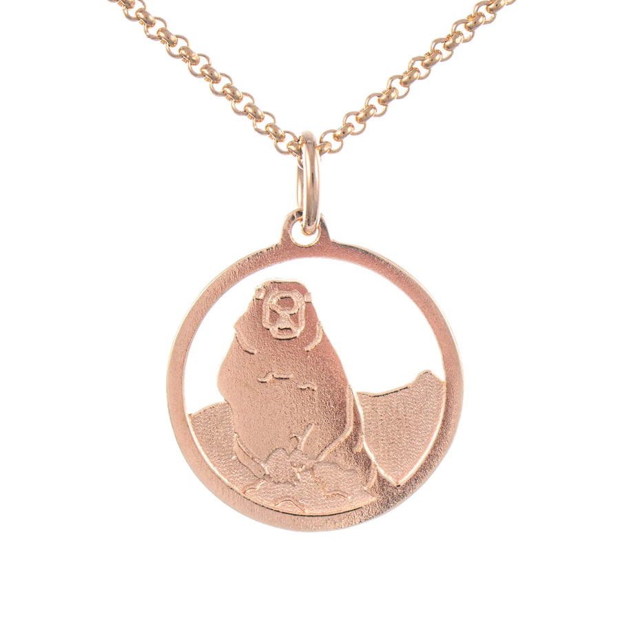 Goettgen Anhänger Mankei Murmeltier, 925 Silber, rosé vergoldet, mit Kette 45cm - Bild 1