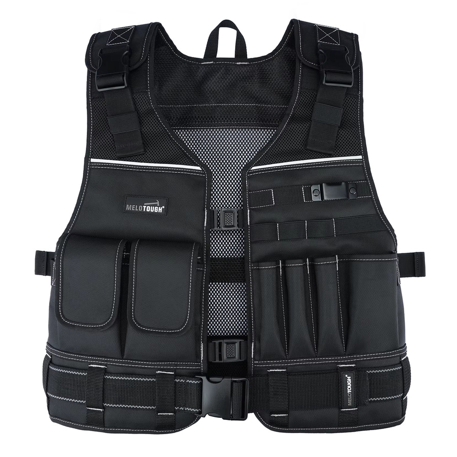Meloworkgear Werkzeugweste für Herren in Schwarz mit Taschen und Gürtel für Elektriker und Zimmerleute - Bild 7
