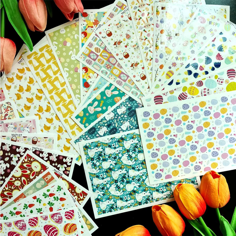 Wasserlösliches Transferpapier für Polymer Clay mit Ostermotiven, Einwegaufkleber in Multicolour zur Herstellung von Ohrringen - Bild 2