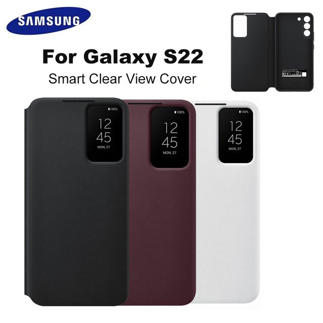 Samsung Galaxy S22 Clear View S-View Flip Cover stoßfeste Smartphone-Schutzhülle in Transparent, Weiß oder Schwarz - Bild 1