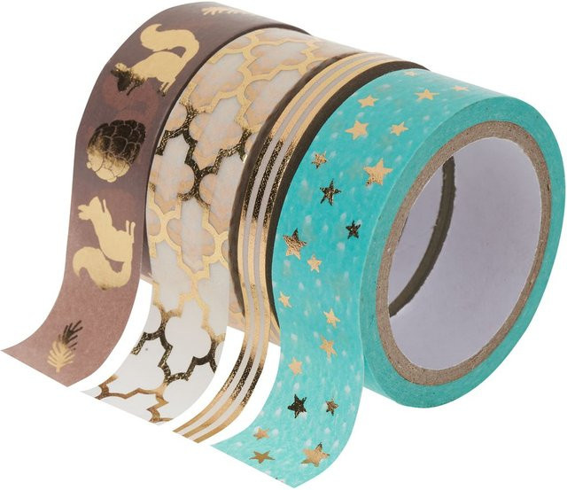 Washi Tape Set Hot Foil in Türkis und Blau mit Goldakzenten - Bild 1