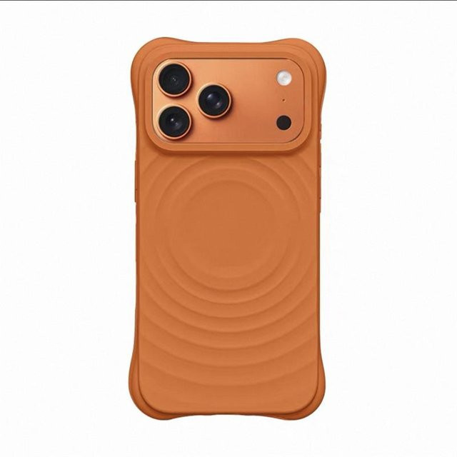 Wellenförmige MagSafe Handyhülle aus Flüssigsilikon für Apple iPhone 17 Air in Orange - Bild 1