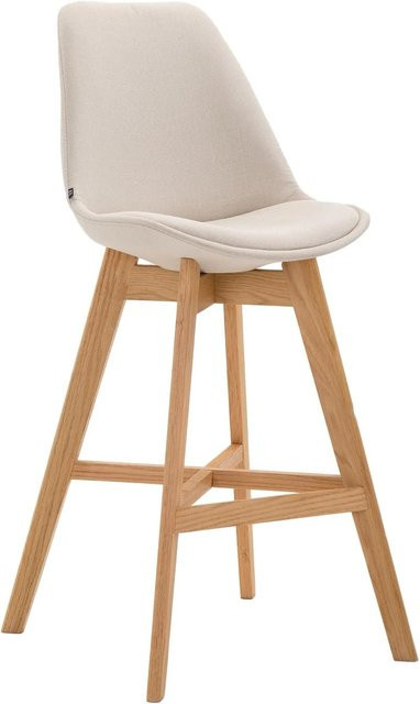 DELUKE Barhocker DUMIR Barstuhl mit Lehne aus Stoff in Creme/Beige, B/T/H: 48 x 56 x 112 cm - Bild 1
