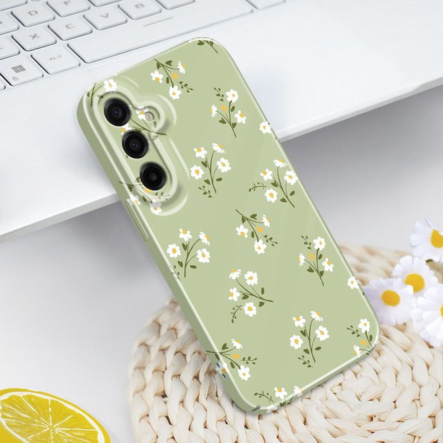 Sonnenschein-Blumen Handyhülle für Samsung Galaxy A57 A37 A17 A56 A36 A26 A16 A06 A55 A35 A25 A15 A05 4G 5G in Grün mit Hartschale und Schutzfolie - Bild 1