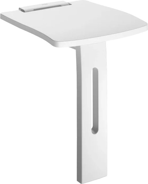 Delabie Duschsitz BASIC+ hochklappbar mit Fuß in Weiß, rutschfest und wandmontiert, B/T/H: 48 x 41 x 36 cm - Bild 1