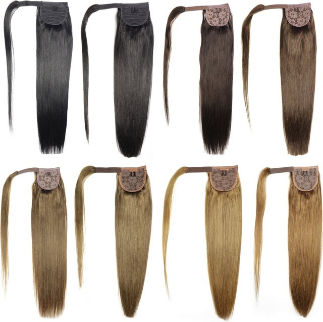 ZZHAIR Remy Magic Wrap Around Pferdeschwanz Echthaarverlängerungen, gerade - Bild 1