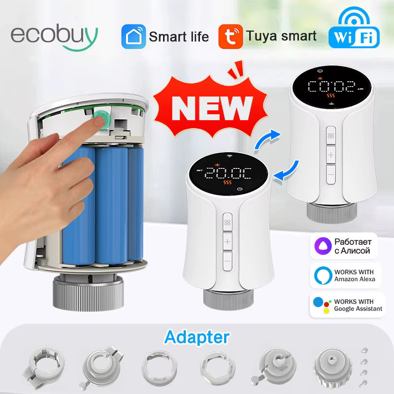 Tuya Smart Thermostat Heizkörperthermostat WiFi TRV Temperaturregler mit Alexa und Google Home Integration, Weiß - Bild 2