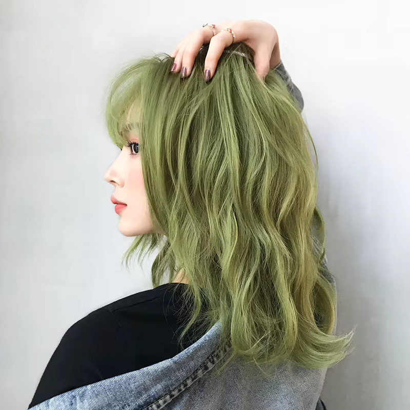 7JHH WIGS Perücke, kurz gewellt, grün, Damen, mit Vorhang-Pony - Bild 2