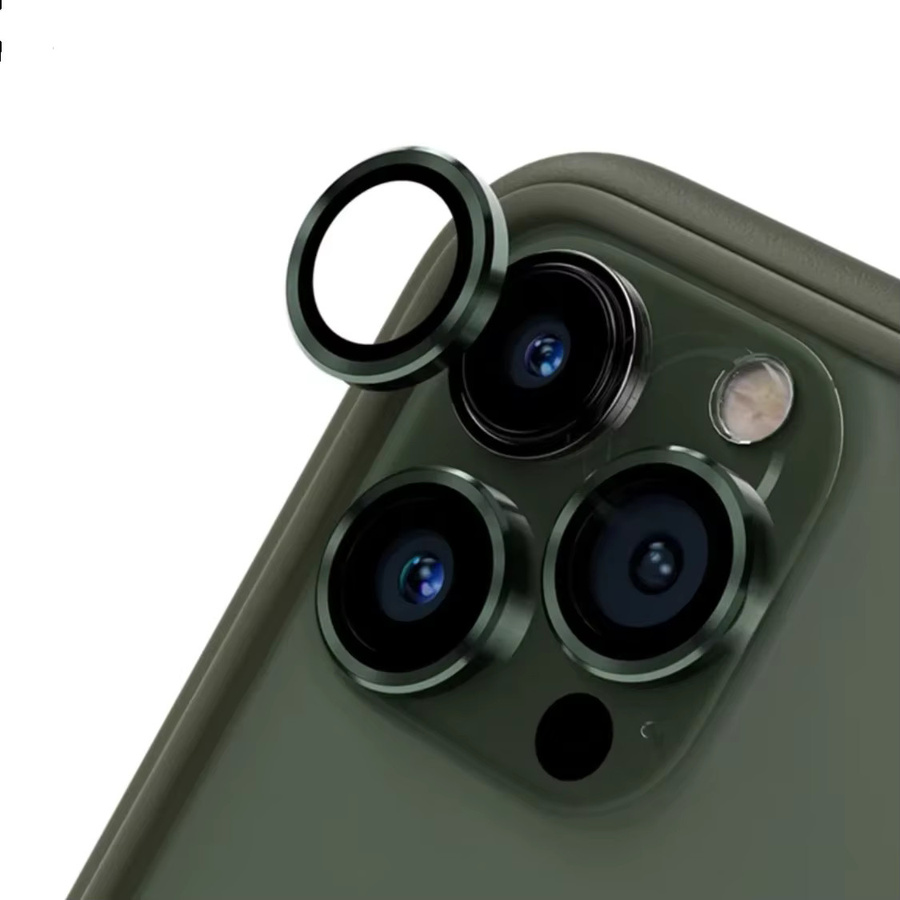 2-3 Stück Metall Objektiv Schutz Abdeckung und Schutzfilm für iPhone 15 16 Plus 15 16 Pro Max in Grün und Silber - Bild 3