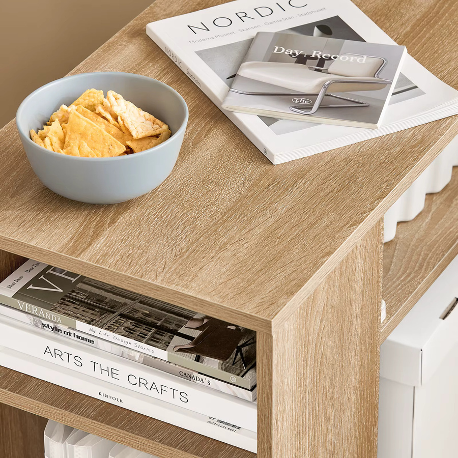 SoBuy Beistelltisch FBT34 mit Rollen und Ablagefächern in Braun, B/T/H: 35 x 30 x 70 cm - Bild 4