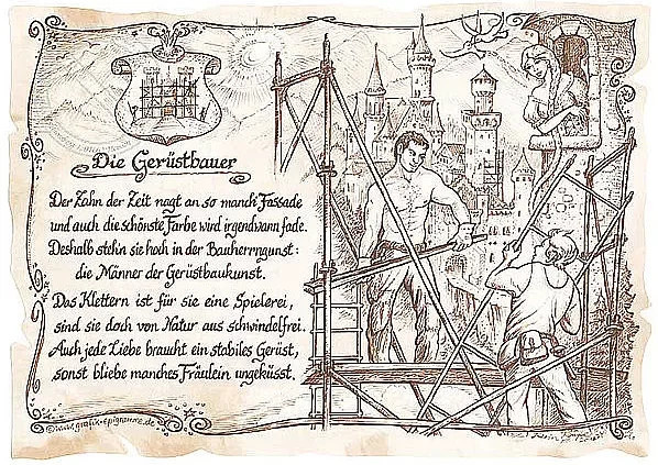 Zunftbild Gerüstbauer als Vintage Paper Poster auf Antikpapier, Farbe: Multicolour, Format: A4 - Bild 1