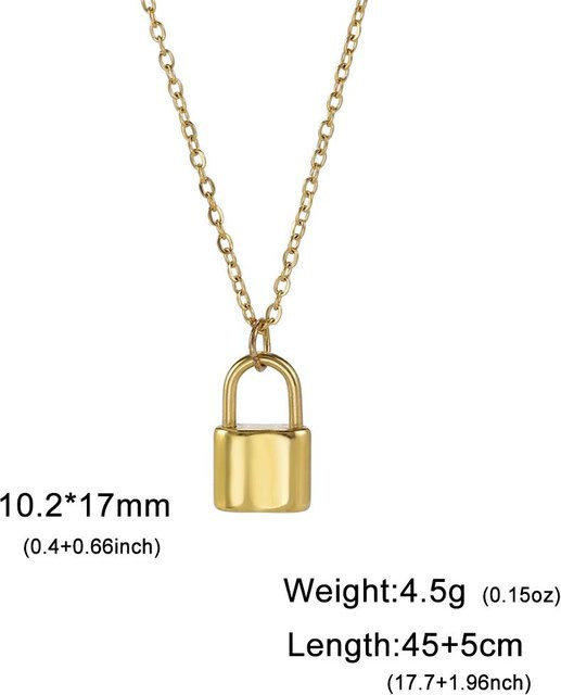 Halskette Edelstahl, Herzschloss Anhänger, Gold, Damen, 45-50 cm - Bild 1