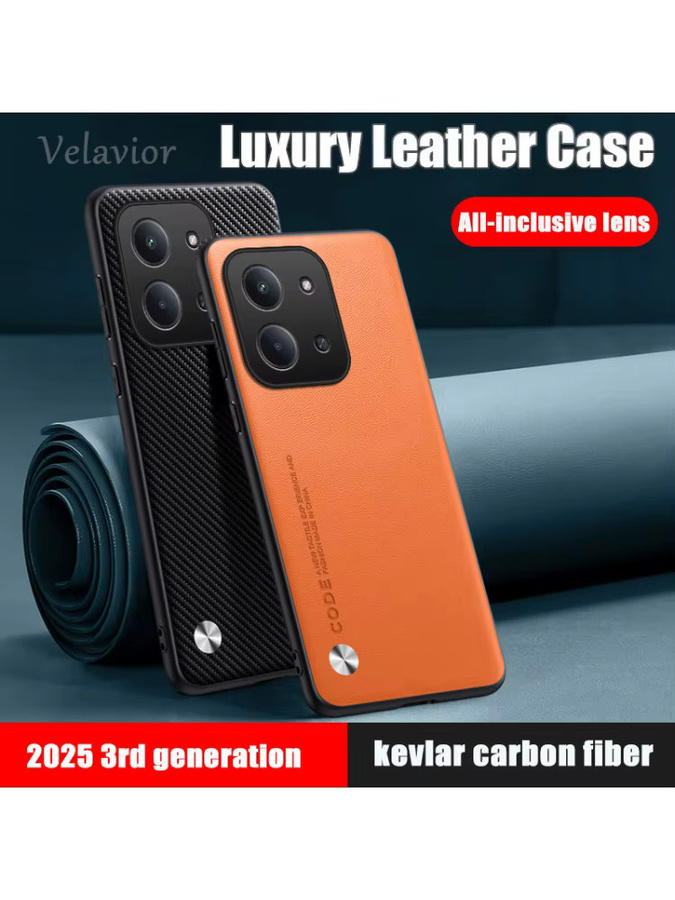 Luxus PU Leder Schutzhülle für Xiaomi Redmi 15C 4G, Redmi 15 und 13C in Gelb, Stoßfeste Silikon Rückseite - Bild 3