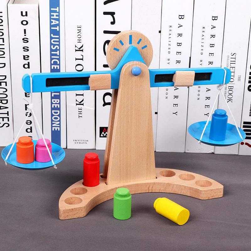 Lees Montessori Mathe-Lehrmittel Waage aus Holz, Lernspielzeug - Bild 2