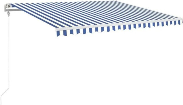 Furnicato Automatische Markise aus Aluminium und Polyester, B/T: 450 x 350 cm, Blau und Weiß - Bild 1