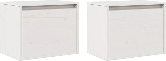 vidaXL Wandschränke Set aus Massivholz Kiefer in Weiß, 2 Stück, B/T/H: 45 x 30 x 35 cm - Bild 1