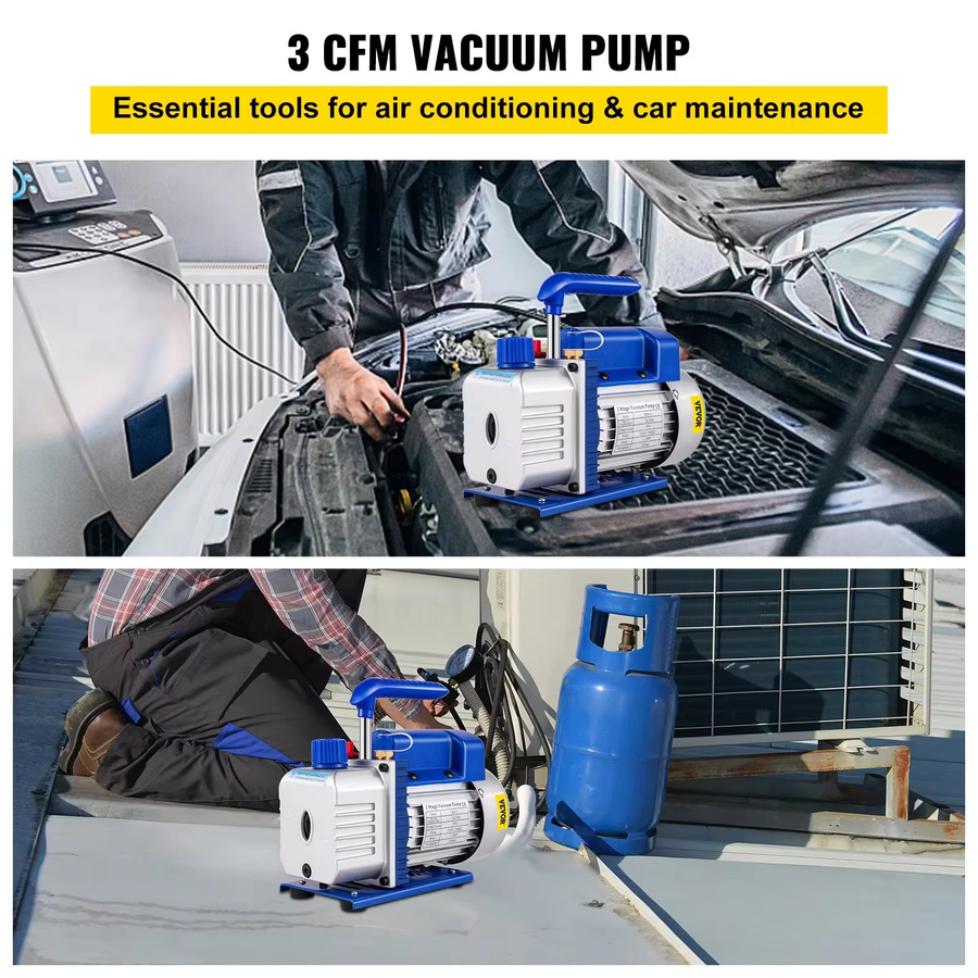 VEVOR Vakuumpumpe 3CFM 1/4PS 1-Stufen-Kältemittel-Vakuumpumpe für Kälte- und Klimatechnik sowie HVAC-Wartung in Blau - Bild 5