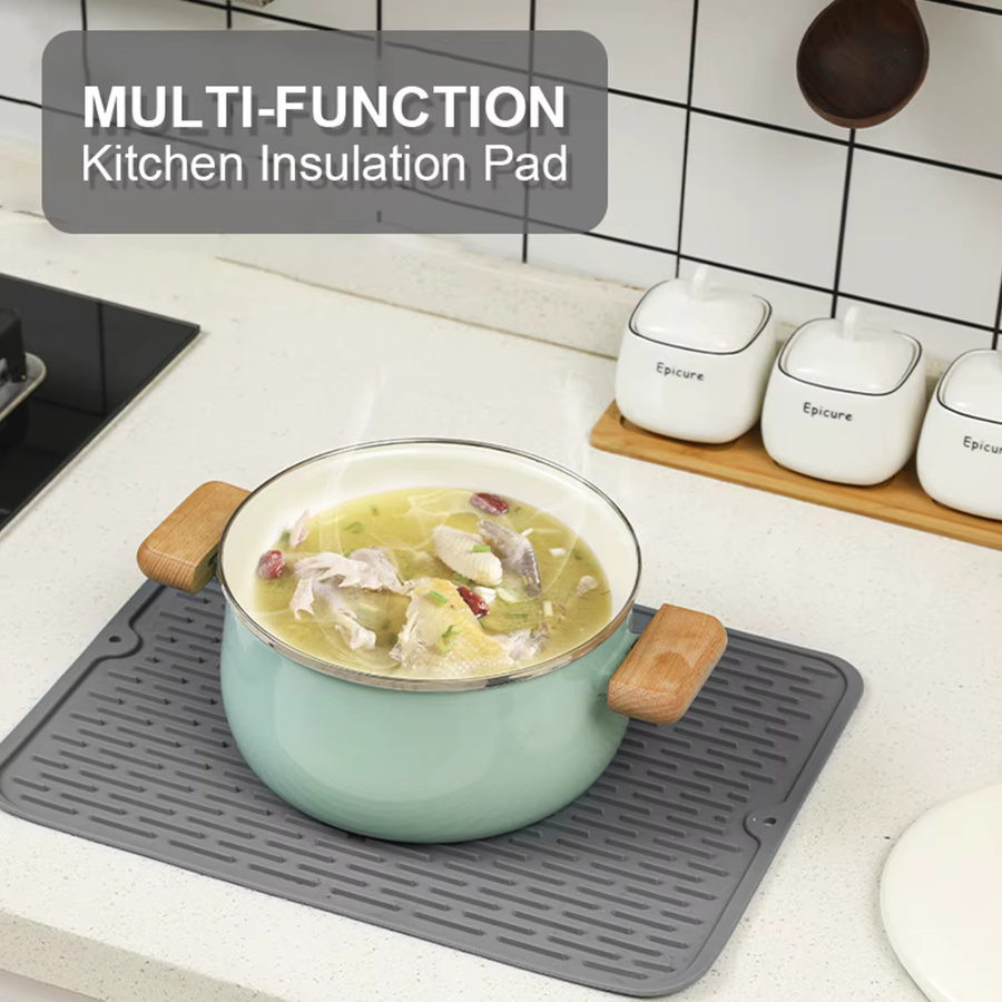 Willstar Silikon-Abtropfmatte für die Küchentheke, Grau, B: 45,7 cm, T: 40,6 cm - Bild 3
