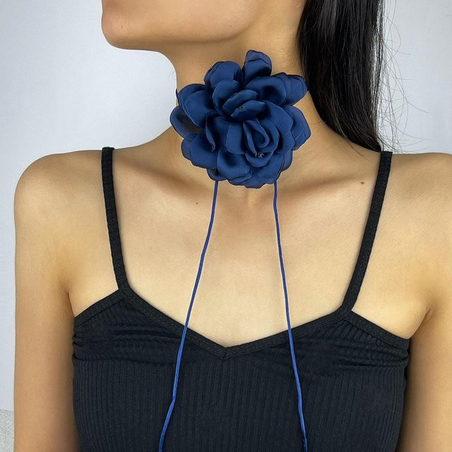 Halskette Satin-Rosen, dunkelblau, Damen - Bild 1