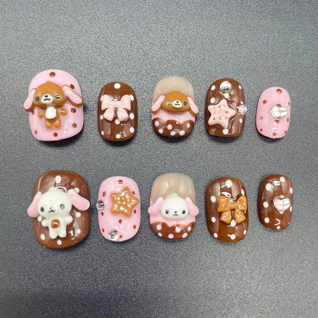 Keeppley Press On Nails, rosa Schokolade, Glänzend - Bild 1