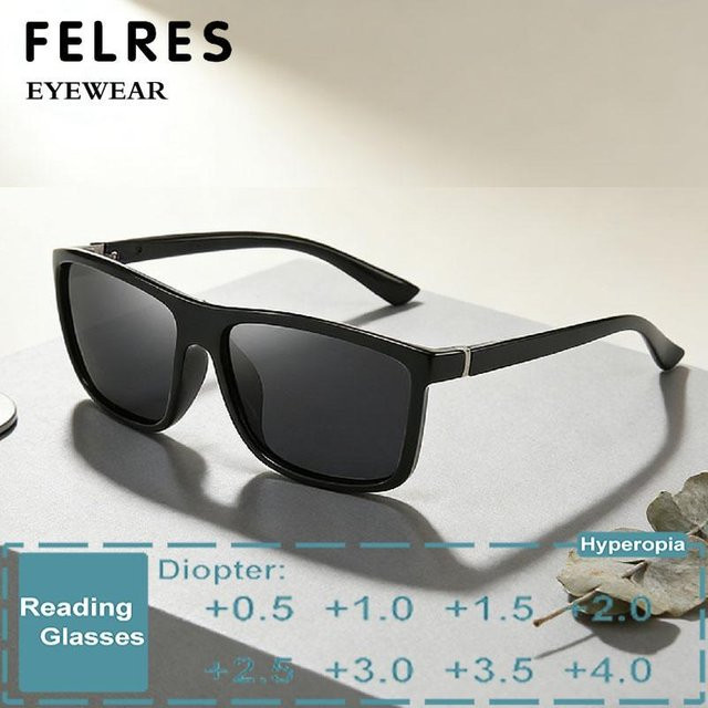 FELRES Lesesonnenbrille, quadratisch, Vollrand, Kunststoff, schwarz, Unisex - Bild 1