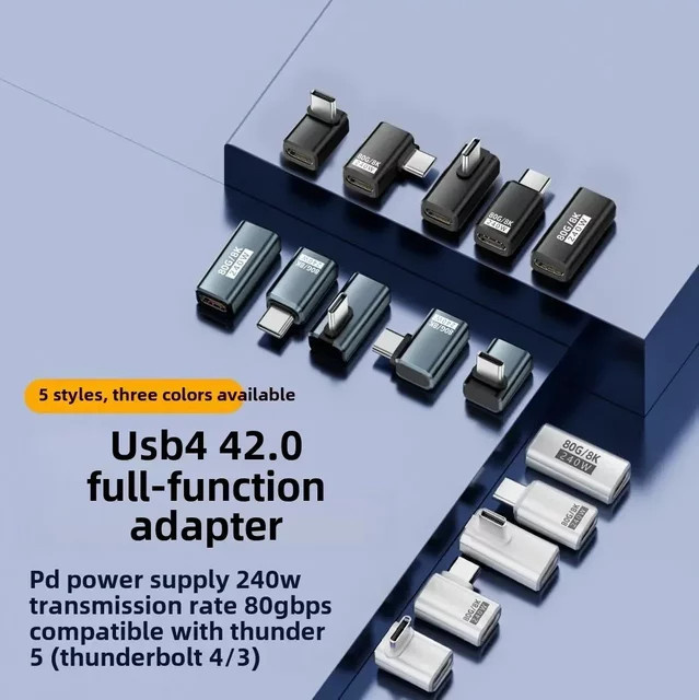 BSN PD240W USB4.0 Typ-C zu C Schnellladeadapter Konverter mit 80Gbps Datenübertragung und 8K@60Hz Unterstützung, weißer USBC OTG Adapter für MacBook - Bild 1