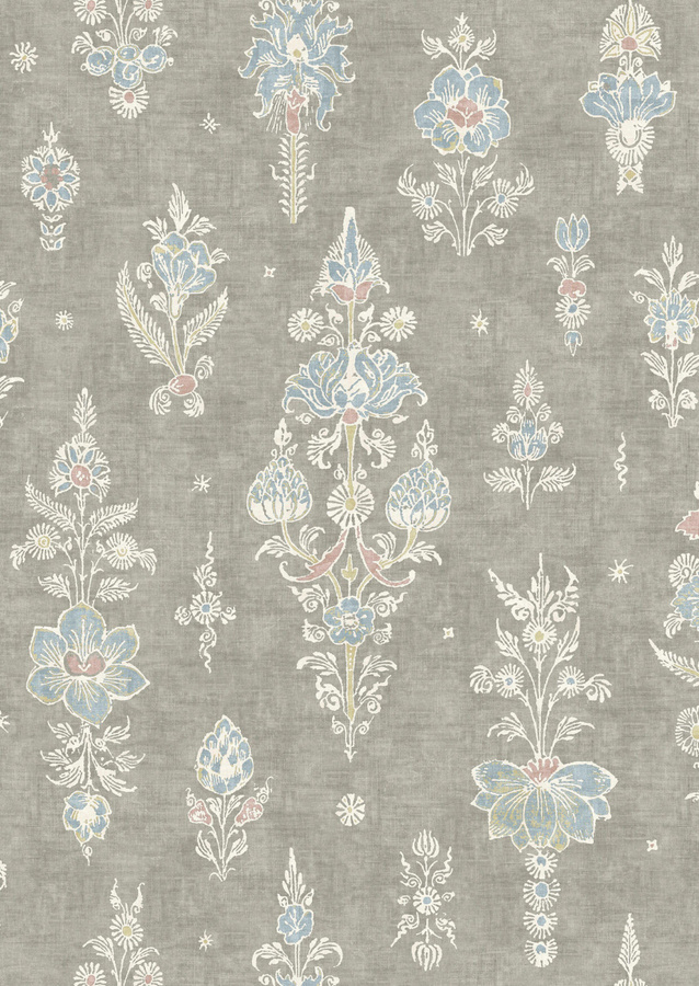 Lewis & Wood Tapete Citadel Sherbet in Grau mit floralem Vintage-Design und botanischem Muster - Bild 1