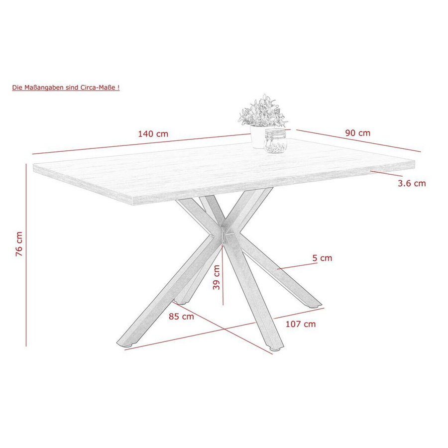 Hela Essgruppe Cleo II in Anthrazit mit modernem Design, Tisch und Stühlen, B/H/T: 140 x 76 x 90 cm - Bild 2