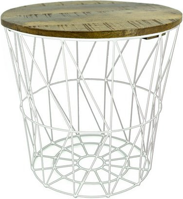 NOOR living Beistelltisch-Set aus Mangoholz und Metall in Weiss, B/H: 39,5 x 40 cm - Bild 1