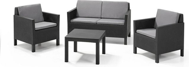 Keter Gartensitzgruppe Chicago in Grau aus Kunststoff im Rattan-Look - Bild 1