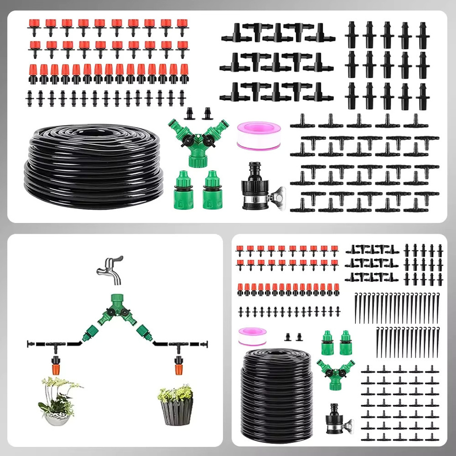 Tropfbewässerungssystem aus Kunststoff mit verstellbaren Düsen und Flow Control, Schwarz, Länge: 30 m - Bild 3