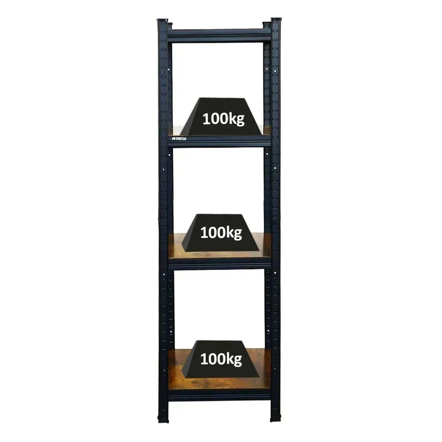 PROREGAL Vintage Series Schwerlastregal Ragnar in Vintagebraun-Schwarz, B/T/H: 150 x 45 x 45 cm - Bild 2