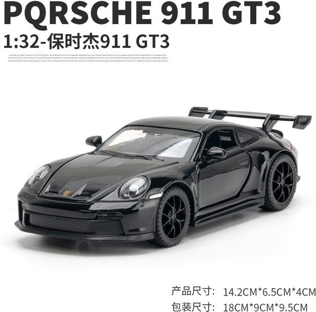 Linyi toy car Porsche 911 Targa GT3 Cabrio Roadster, Modellauto, 1:32, Metall, schwarz, ab 14 Jahre - Bild 1
