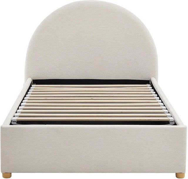 Vente-unique Bett Lirimo mit Bettkasten in Beige aus Cord-Samt, Breite: 90 cm, Höhe: 105 cm, Länge: 214 cm - Bild 1