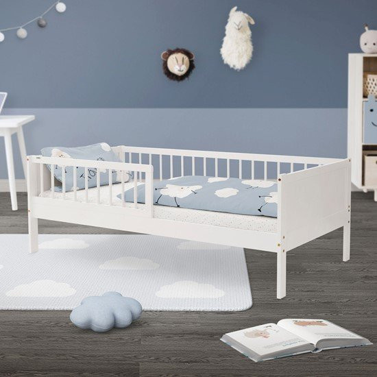 ML-Design Kinderbett aus Kiefernholz mit Lattenrost in Weiß, B/T/H: 80 x 160 cm - Bild 1