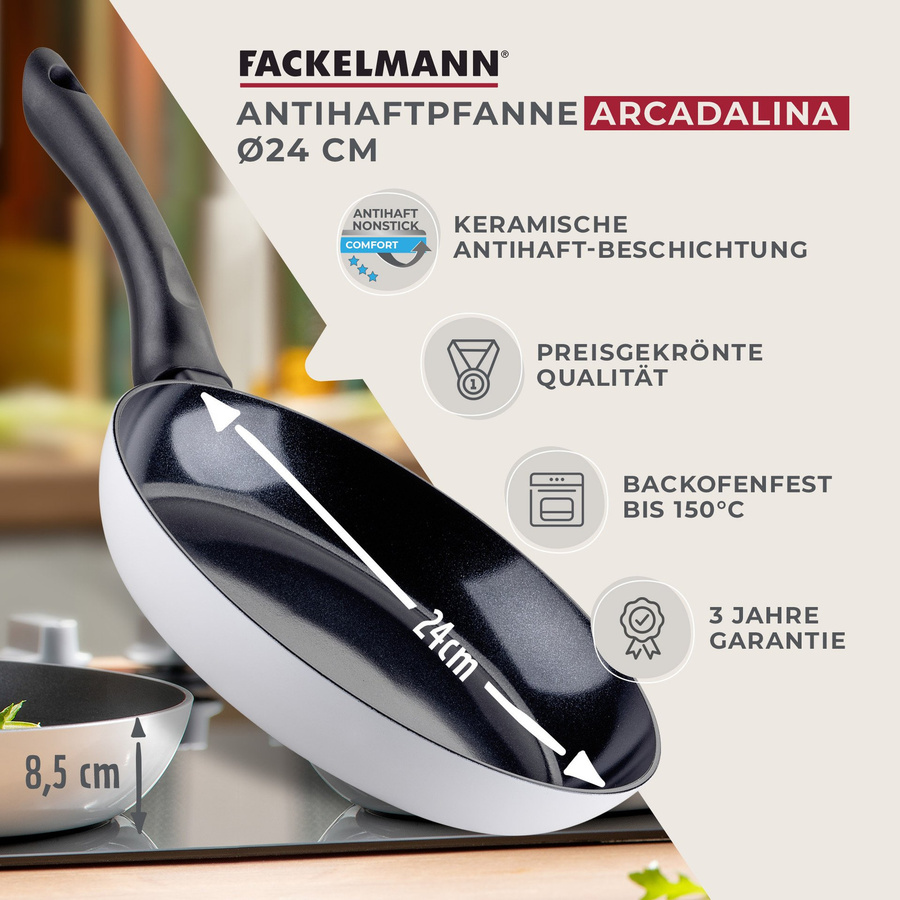 Fackelmann Pfannen-Set Arcadalina aus Keramik in Weiß, 2-teilig, Ø 24 cm und Ø 28 cm - Bild 3