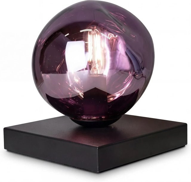 Licht-Erlebnisse Beistelllampe aus Glas und Aluminium in Lila und Schwarz, Höhe: 17,5 cm - Bild 1