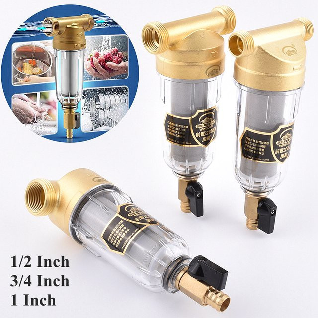 SgooHan Wasserfilter für das Haus mit Messinggehäuse und Edelstahl-Sedimentfilter 40μm Filtration - Bild 1