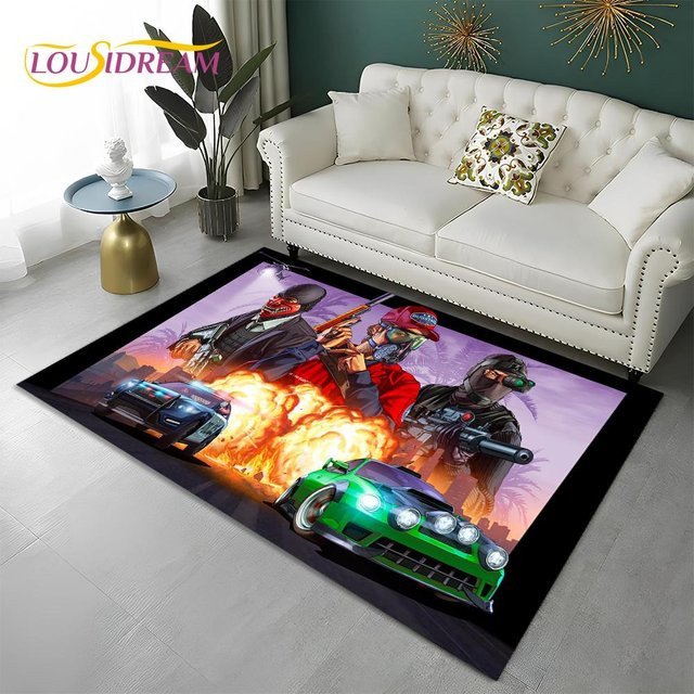 Karpetti Grand Theft Auto 3D Gamer Teppich, rutschfeste Bodenmatte aus Polyester für Wohnzimmer, Schlafzimmer oder Kinderzimmer, Mehrfarbig, Breite: 60 cm, Tiefe: 40 cm - Bild 1